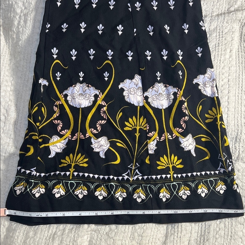 Anthropologie wide leg pants Black with floral accent size 4 - Picture 9 of 15